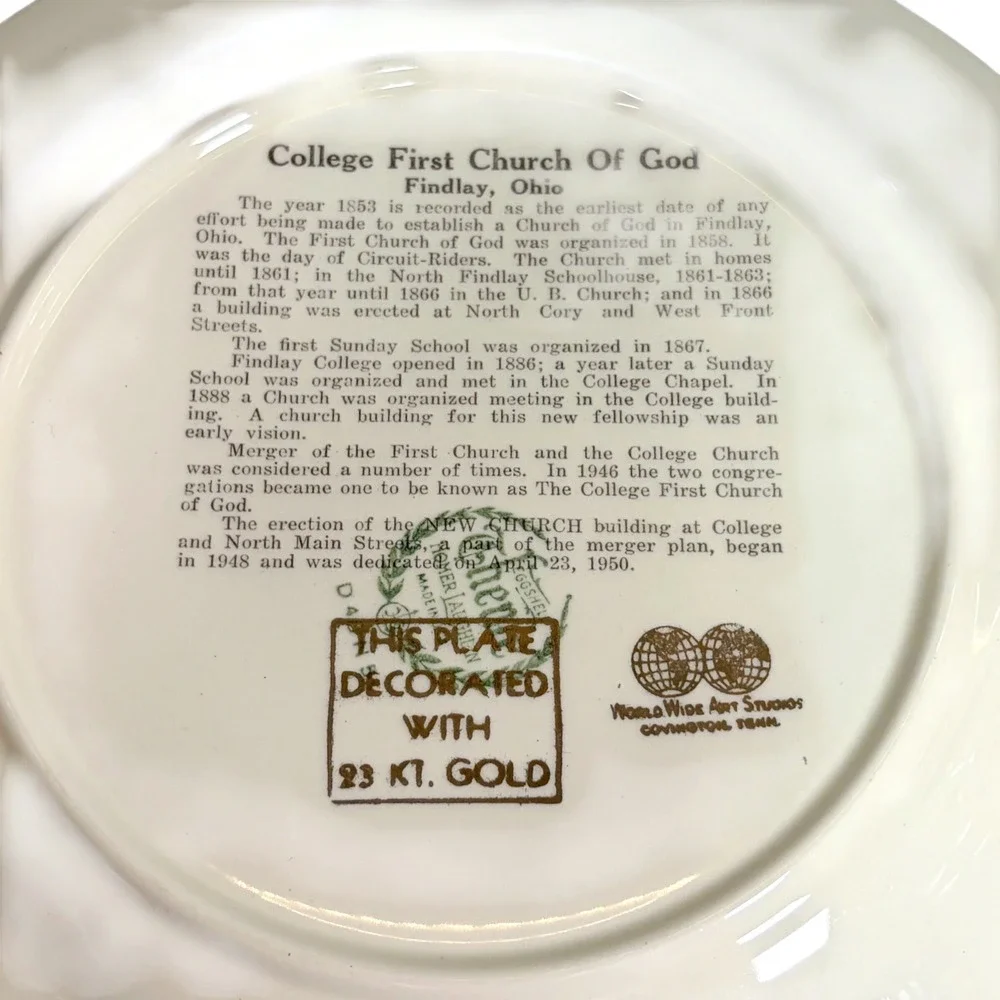 VTG 1950‎ Homer Laughlin Church Plate College First Church of God Findlay OH 23K